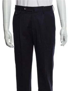 PT Torino Mens Wool Dress Pants 31x28 Gentlemen Fit 46 Stretch Small Navy Blue